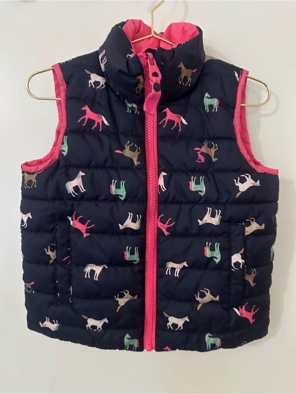 Joules Croft Girls REVERSIBLE Puffer Vest 3-4Y Horses Nordstrom